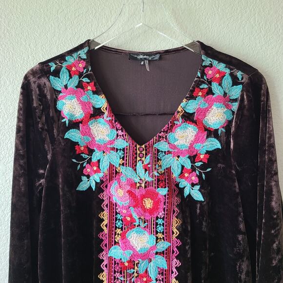 Velvet Embroidered Boho Women Dress Size Small   Festival Hippie Indie Andree - Picture 11 of 12